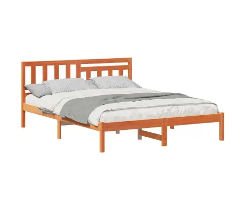 Gultas Rāmis Vaska Brūna 150 X 200 Cm Masīvkoka Priede Vidaxl