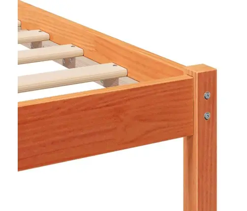 Gultas Rāmis Vaska Brūna 140 X 200 Cm Masīvkoka Priede Vidaxl