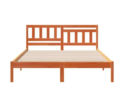 Gultas Rāmis Vaska Brūna 140 X 200 Cm Masīvkoka Priede Vidaxl