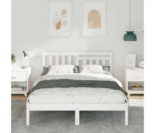 Gultas Rāmis Balts 120 X 200 Cm Masīvkoka Priede Vidaxl