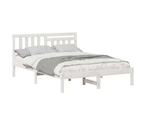 Gultas Rāmis Balts 140 X 190 Cm Masīvkoka Priede Vidaxl