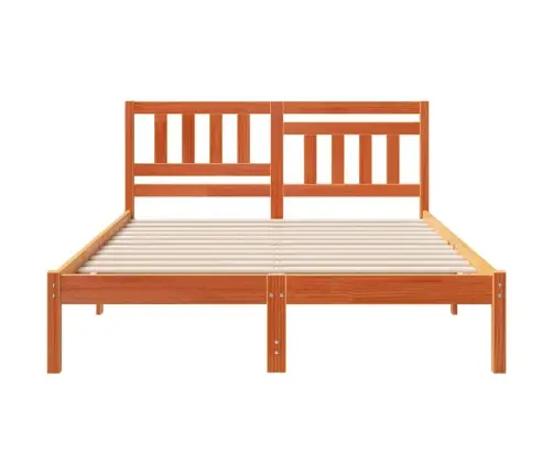 Gultas Rāmis Vaska Brūna 140 X 190 Cm Masīvkoka Priede Vidaxl