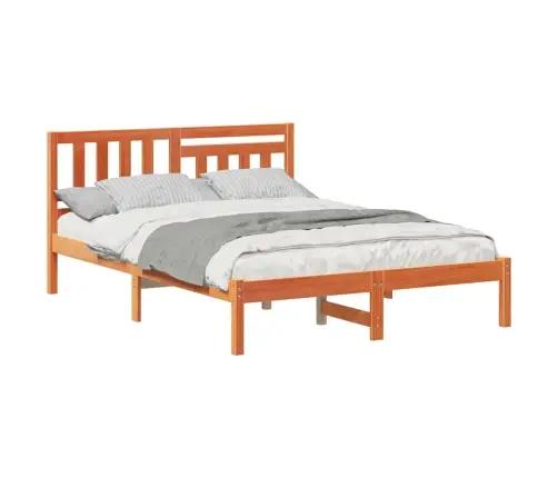 Gultas Rāmis Vaska Brūna 140 X 190 Cm Masīvkoka Priede Vidaxl