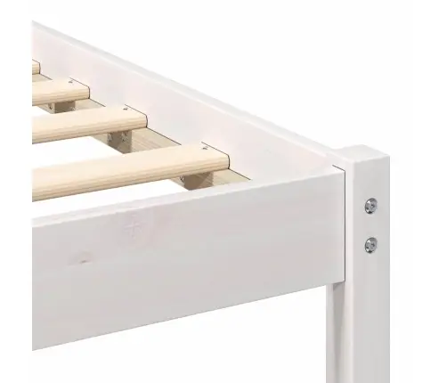 Gultas Rāmis Balts 135 X 190 Cm Masīvkoka Priede Vidaxl