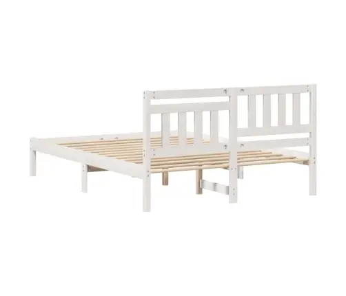 Gultas Rāmis Balts 135 X 190 Cm Masīvkoka Priede Vidaxl