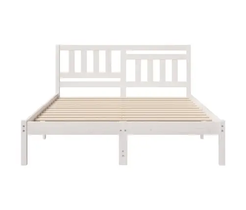 Gultas Rāmis Balts 135 X 190 Cm Masīvkoka Priede Vidaxl