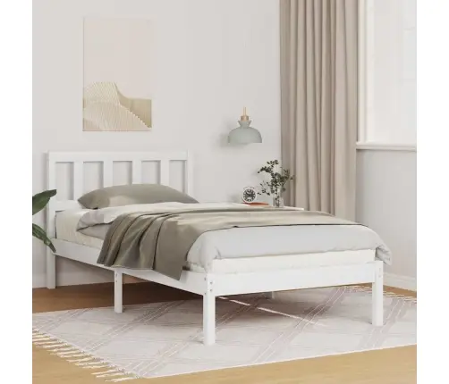 Voodi Raam Peaga Valge 80 X 200 Cm Tahke Mänd