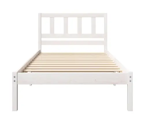 Gultas Rāmis Ar Galvas Klāju Balts 90 X 200 Cm Masīvkoka Priede Vidaxl