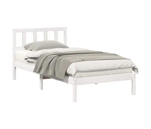 Gultas Rāmis Ar Galvas Klāju Balts 90 X 200 Cm Masīvkoka Priede Vidaxl