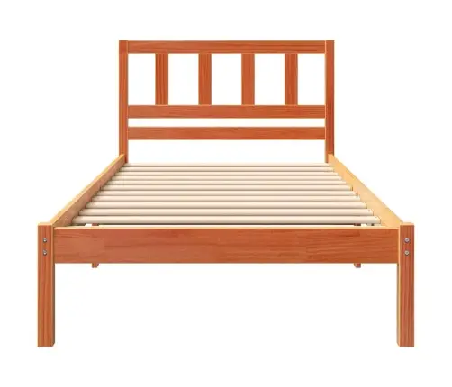 Gultas Rāmis Vaska Brūna 100 X 200 Cm Masīvkoka Priede Vidaxl