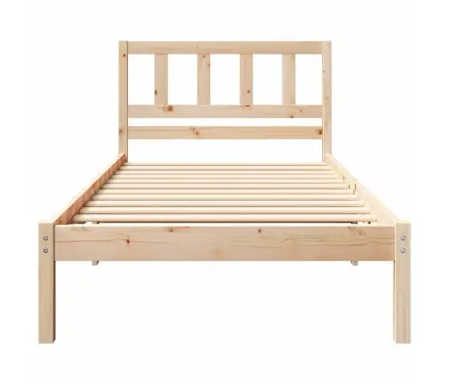 Gultas Rāmis Ar Galvas Klāju Brūna 75 X 190 Cm Masīvkoka Priede Vidaxl