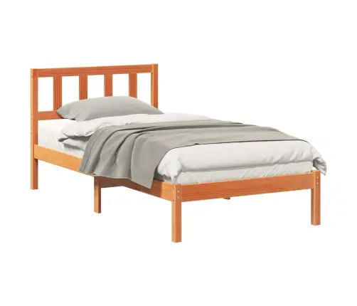 Gultas Rāmis Vaska Brūna 75 X 190 Cm Masīvkoka Priede Vidaxl