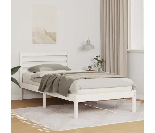 Lovos Rėmas Su Galvūgalio Balta 80 X 200 Cm Pušies Masyvas Lovos Rėmas Su Galvūgalio Balta 80 X 200 Cm Pušies Masyvas