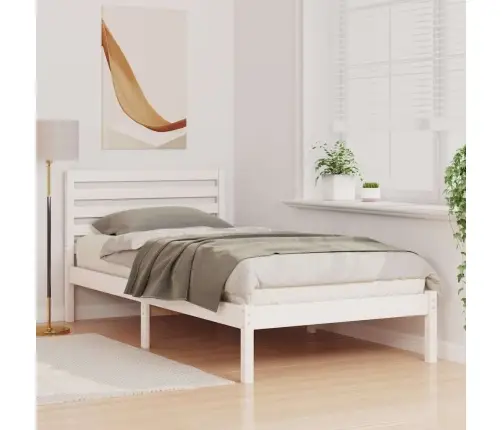 Lovos Rėmas Su Galvūgalio Balta 80 X 200 Cm Pušies Masyvas Lovos Rėmas Su Galvūgalio Balta 80 X 200 Cm Pušies Masyvas