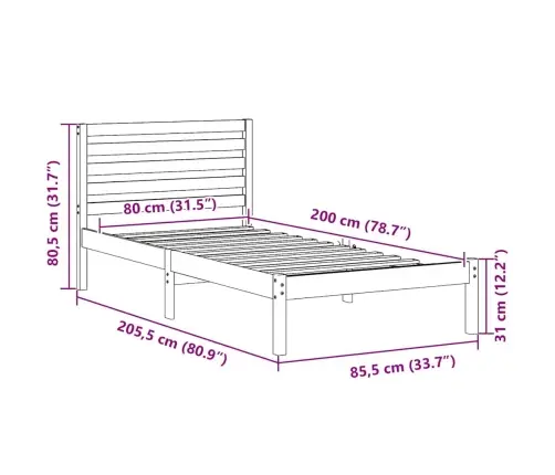 Lovos Rėmas Su Galvūgalio Balta 80 X 200 Cm Pušies Masyvas Lovos Rėmas Su Galvūgalio Balta 80 X 200 Cm Pušies Masyvas