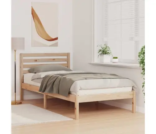 Gultas Rāmis Ar Galvas Klāju Brūna 90 X 200 Cm Masīvkoka Priede Vidaxl