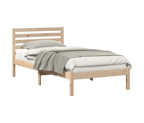 Gultas Rāmis Ar Galvas Klāju Brūna 90 X 200 Cm Masīvkoka Priede Vidaxl