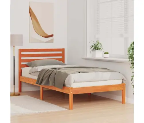 Gultas Rāmis Vaska Brūna 90 X 200 Cm Masīvkoka Priede Vidaxl