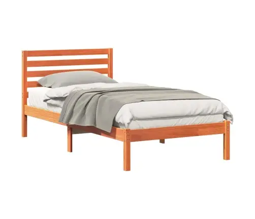 Gultas Rāmis Vaska Brūna 90 X 200 Cm Masīvkoka Priede Vidaxl