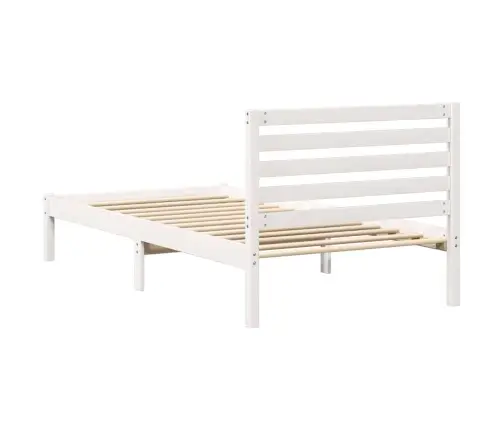 Gultas Rāmis Ar Galvas Klāju Balts 90 X 190 Cm Masīvkoka Priede Vidaxl