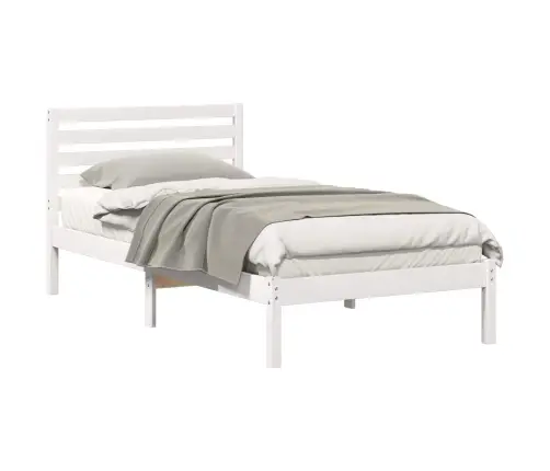 Gultas Rāmis Ar Galvas Klāju Balts 90 X 190 Cm Masīvkoka Priede Vidaxl