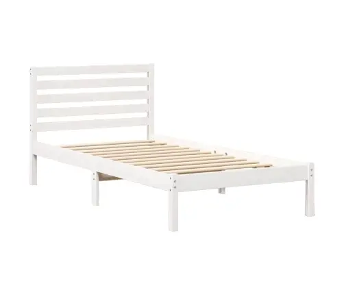 Gultas Rāmis Ar Galvas Klāju Balts 75 X 190 Cm Masīvkoka Priede Vidaxl