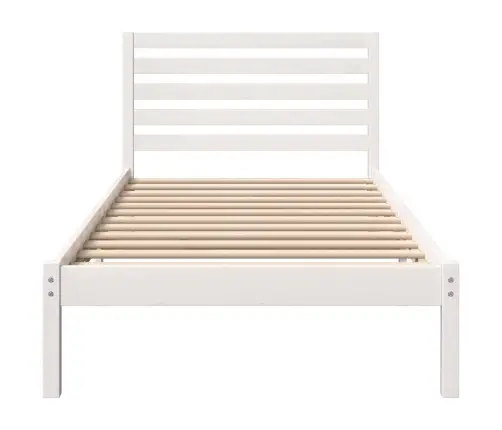 Gultas Rāmis Ar Galvas Klāju Balts 75 X 190 Cm Masīvkoka Priede Vidaxl