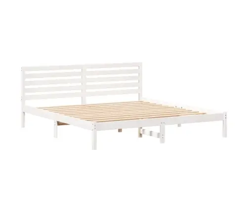 Gultas Rāmis Balts 200 X 200 Cm Masīvkoka Priede Vidaxl