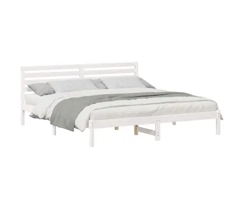 Gultas Rāmis Balts 200 X 200 Cm Masīvkoka Priede Vidaxl