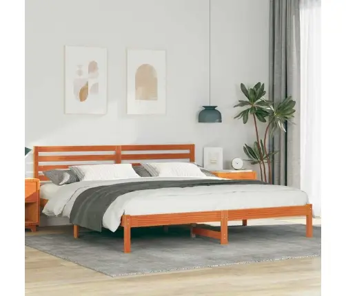 Gultas Rāmis Vaska Brūna 200 X 200 Cm Masīvkoka Priede Vidaxl