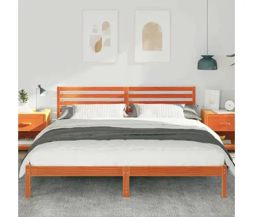 Gultas Rāmis Vaska Brūna 200 X 200 Cm Masīvkoka Priede Vidaxl