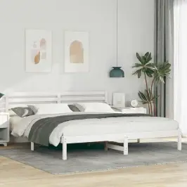 Voodi Raam Peaga Valge 180 X 200 Cm Tahke Mänd