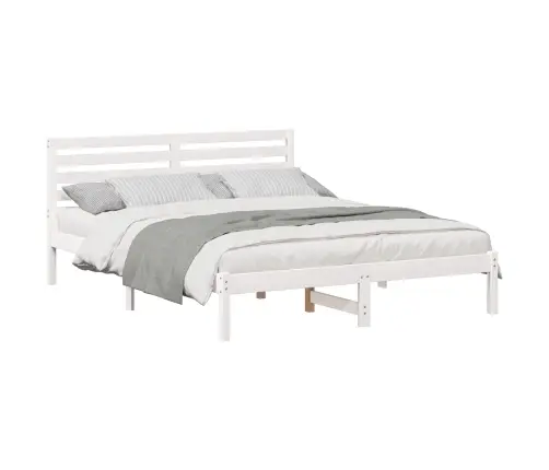 Gultas Rāmis Balts 160 X 200 Cm Masīvkoka Priede Vidaxl