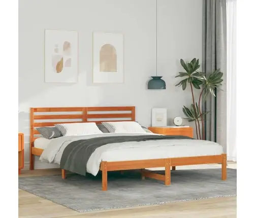 Gultas Rāmis Vaska Brūna 160 X 200 Cm Masīvkoka Priede Vidaxl