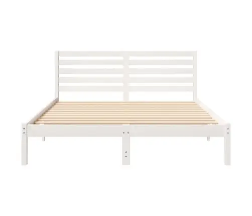 Gultas Rāmis Balts 150 X 200 Cm Masīvkoka Priede Vidaxl