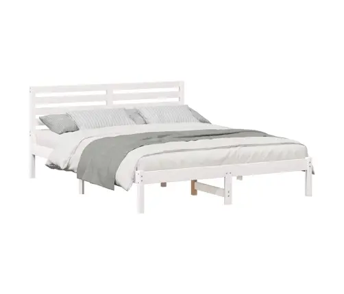 Gultas Rāmis Balts 150 X 200 Cm Masīvkoka Priede Vidaxl