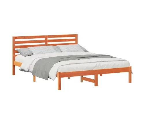 Gultas Rāmis Vaska Brūna 140 X 200 Cm Masīvkoka Priede Vidaxl