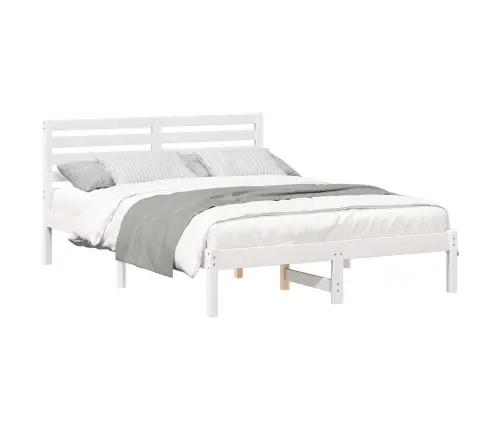 Gultas Rāmis Balts 120 X 190 Cm Masīvkoka Priede Vidaxl