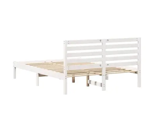 Gultas Rāmis Balts 140 X 190 Cm Masīvkoka Priede Vidaxl