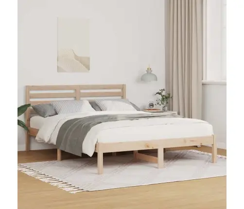 Gultas Rāmis Brūna 135 X 190 Cm Masīvkoka Priede Vidaxl