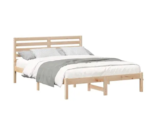 Gultas Rāmis Brūna 135 X 190 Cm Masīvkoka Priede Vidaxl