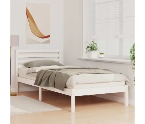 Gultas Rāmis Ar Galvas Klāju Balts 90 X 210 Cm Masīvkoka Priede Vidaxl