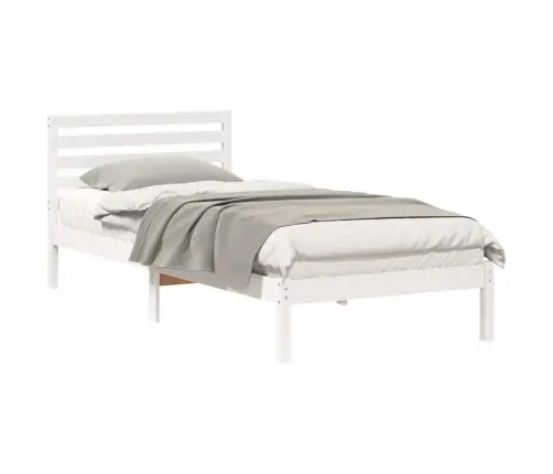 Gultas Rāmis Ar Galvas Klāju Balts 90 X 210 Cm Masīvkoka Priede Vidaxl