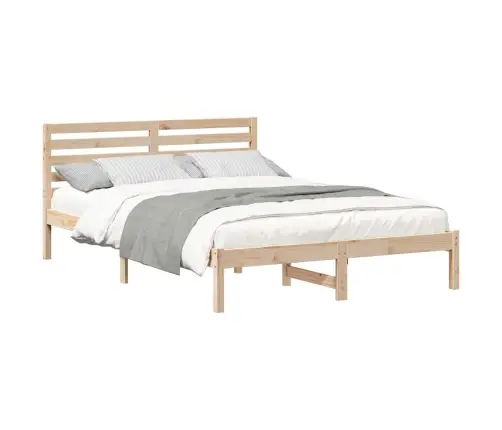 Gultas Rāmis Brūna 140 X 210 Cm Masīvkoka Priede Vidaxl