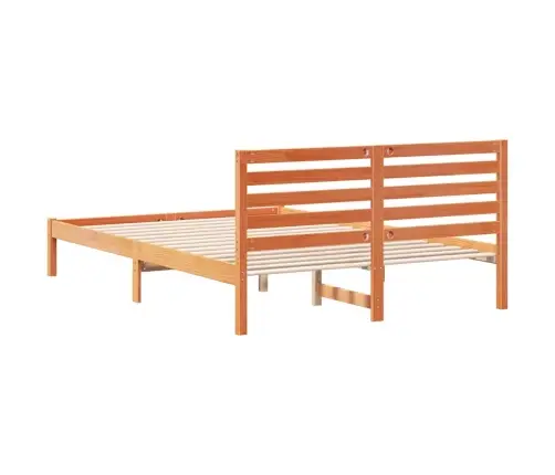 Gultas Rāmis Vaska Brūna 140 X 210 Cm Masīvkoka Priede Vidaxl