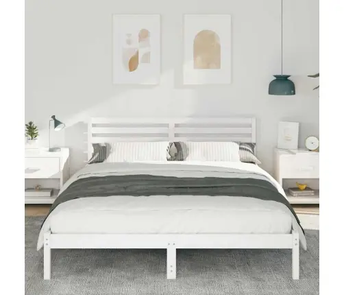 Lovos Rėmas Balta 160 X 210 Cm Kietos Pušies Mediena