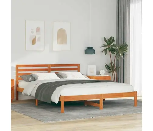 Gultas Rāmis Vaska Brūna 160 X 210 Cm Masīvkoka Priede Vidaxl