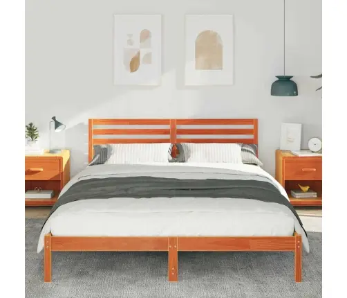 Gultas Rāmis Vaska Brūna 160 X 210 Cm Masīvkoka Priede Vidaxl