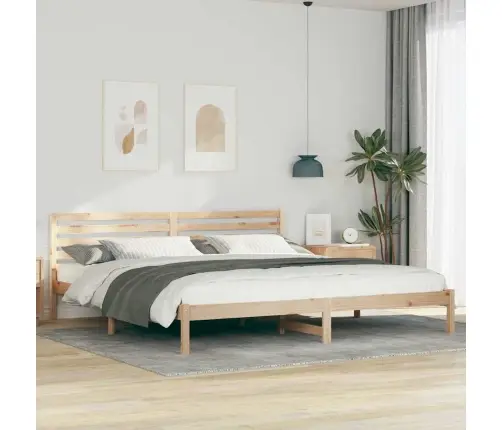 Gultas Rāmis Brūna 180 X 210 Cm Masīvkoka Priede Vidaxl