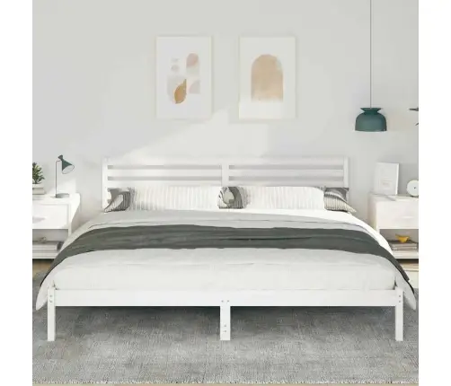 Voodi Raam Peaga Valge 180 X 210 Cm Tahke Mänd